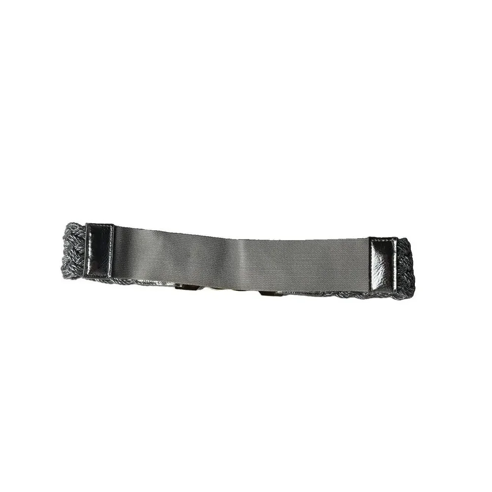 Samuel Dong Statement Belt Womens Sz 1 or S Silver & Gold Stretch Interlocking